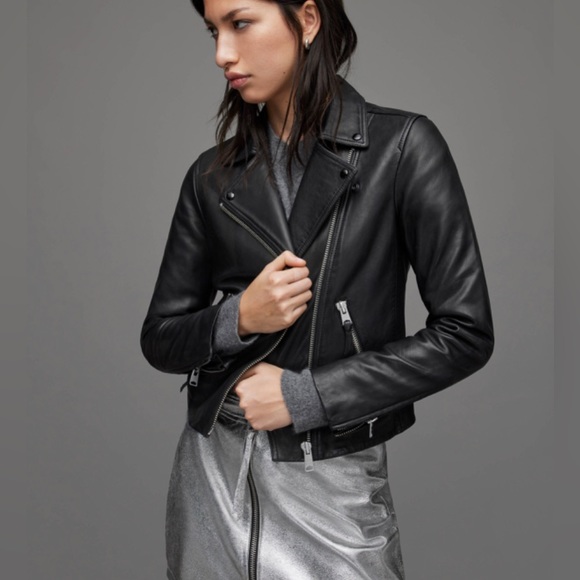 Allsaints Leather Dalby Biker Jacket - Picture 1 of 5